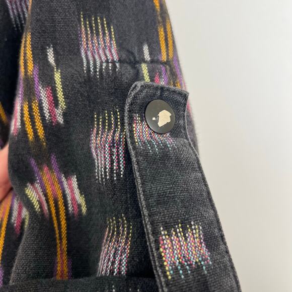 Free People Ikat Print Hooded Utility Jacket Black Cotton Boho Lagenlook - Picture 15 of 15